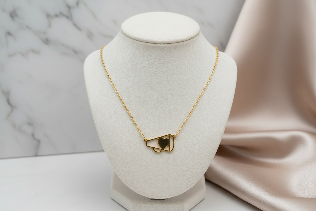 Petite Cheer Megaphone - Gold with Solid Heart