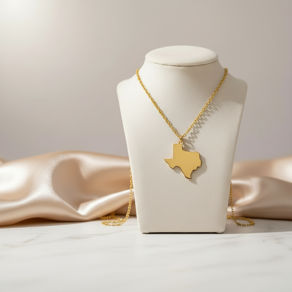 Texas Pendant Gold on Display Bust